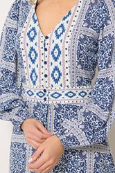 LTS Tall Women's Blue Tile Print Button Maxi Dress | Long Tall Sally 4
