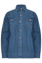 LTS Tall Blue Denim Mid Wash Cotton Shirt