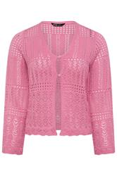 YOURS Curve Pink Pointelle Knitted Cardigan