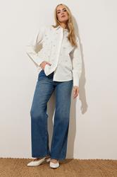 LTS Tall White Embellished Long Sleeve Cotton Shirt | Long Tall Sally 2