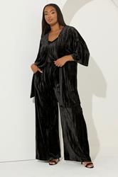 YOURS Plus Size Black Crushed Velour Cami Vest Top | Yours Clothing 2