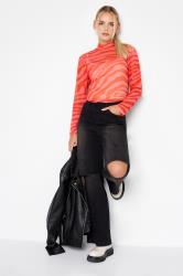 Petite Pink Zebra Print Long Sleeve Mesh Top | PixieGirl  1
