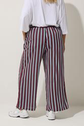 LIMITED COLLECTION Plus Size Blue Stripe Boxer Waist Trousers | Yours Clothing 2