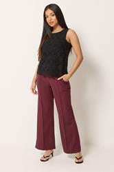 M&Co Petite Berry Red Pintuck Trousers | M&Co 2