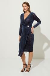 STAR Navy Blue Velvet Leopard Wrap Dress | StarByJM 3