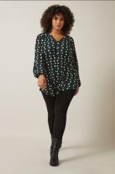 EVANS Plus Size Green Geometric Print Blouse | Evans 1