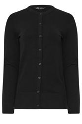 LTS Tall Black Crew Neck Button Cardigan