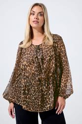 LIMITED COLLECTION Plus Size Brown Leopard Bow Tie Front Blouse | Yours Clothing 3