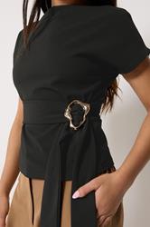 PixieGirl Petite Women's Black Buckle Top | PixieGirl 4