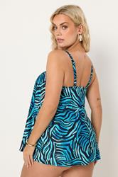 YOURS Plus Size Blue Pacific Abstract Print Tankini Top | Yours Clothing 5
