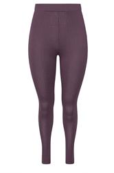 YOURS Curve Purple Ribbed Leggings