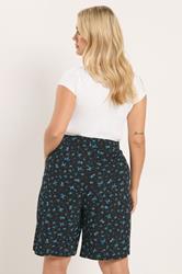 YOURS Plus Size Black Floral Ditsy Shorts | Yours Clothing 2