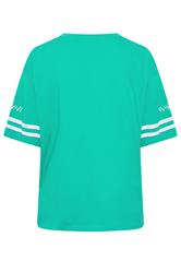 YOURS Plus Size Green 'Milano' Boxy Varsity T-Shirt | Yours Clothing 7
