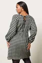 YOURS Plus Size Black Check Textured Smock Dress | Yours Clothing  5