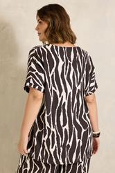 EVANS Plus Size Chocolate Brown Zebra Print V-Neck Top | Evans 2