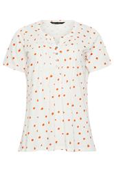 M&Co White Oranges Print Cotton Henley Top