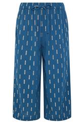 M&Co Petite Navy Blue Foil Detail Cropped Trousers