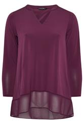 EVANS Curve Purple Chiffon Hem Blouse