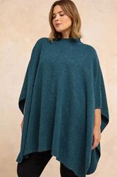 EVANS Plus Size Teal Blue Seam Detail Knitted Cape | Evans 3