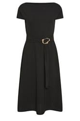 PixieGirl Petite Women's Black Buckle Midi Dress | PixieGirl 5