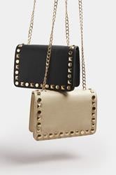 Beige Brown Faux Leather Stud Detail Cross Body Bag | Yours Clothing 7