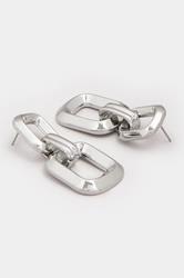 Silver Tone Double Chain Earrings | Yours Clothing 2