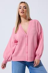 LIMITED COLLECTION Plus Size Pink Balloon Sleeve Cardigan | Yours Clothing 3
