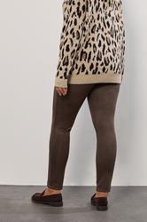 YOURS Plus Size Chocolate Brown Faux Suede Leggings | Yours Clothing 4