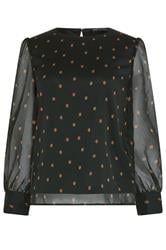 M&Co Black Polka Dot Chiffon Blouse | M&Co 5
