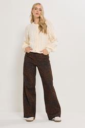 LTS Tall Chocolate Brown Leopard Print Wide Leg Jeans | Long Tall Sally 2