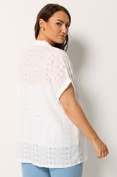YOURS Plus Size White Broderie Anglaise Grown-On Sleeve Shirt  | Yours Clothing 4