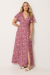 LTS Tall Women's Burgundy Red Paisley Wrap Maxi Dress | Long Tall Sally 3