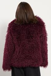 PixieGirl Petite Women's Burgundy Red Mongolian Faux Fur Jacket | PixieGirl 5