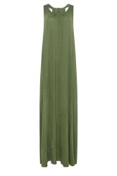 LTS Tall Khaki Green Racer Back Maxi Dress