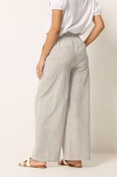 M&Co Natural Brown Stripe Wide Leg Cotton Trousers | M&Co  2