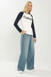 LTS Tall Women's Navy Blue & Cream 'Los Angeles' Slogan Cotton T-Shirt | Long Tall Sally 2
