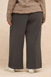 EVANS Plus Size Chocolate Brown Wide Leg Tailored Trousers | Evans 2