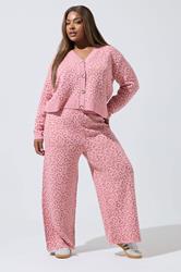 LIMITED COLLECTION Plus Size Pink Leopard Print Wide Leg Trousers | Yours Clothing  3