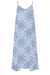 YOURS Curve Blue Tile Print Throw On Maxi Dress