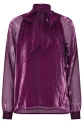 LTS Tall Purple Organza Tie Neck Blouse