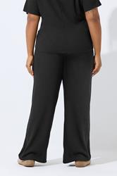 LIMITED COLLECTION Plus Size Black Textured Wide Leg Trousers | Yours Clothing 2