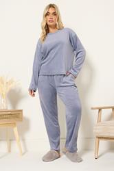 YOURS Plus Size Blue Super Luxe Pyjama Set | Yours Clothing 1