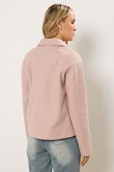 LTS Tall Light Pink Brushed Button Trucker Jacket | Long Tall Sally 4