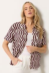 LTS Tall Women's Burgundy Red Wavy Print Shirt | Long Tall Sally 3