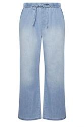 YOURS Curve Light Blue Drawstring Wide Leg Jeans