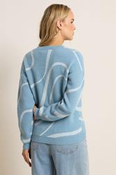 LTS Tall Light Blue Abstract Knitted Jumper | Long Tall Sally 2