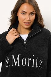 YOURS Plus Size Black 'St Moritz' Teddy Borg Fleece | Yours Clothing 5