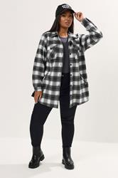 YOURS Plus Size Black & White Check Shacket | Yours Clothing 1