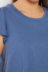 YOURS Plus Size Denim Blue Frill Sleeve T-Shirt | Yours Clothing 4