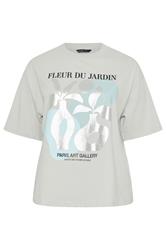 LIMITED COLLECTION Plus Size Grey 'Fleur Du Jardin' Foil Detail T-Shirt | Yours Clothing 5